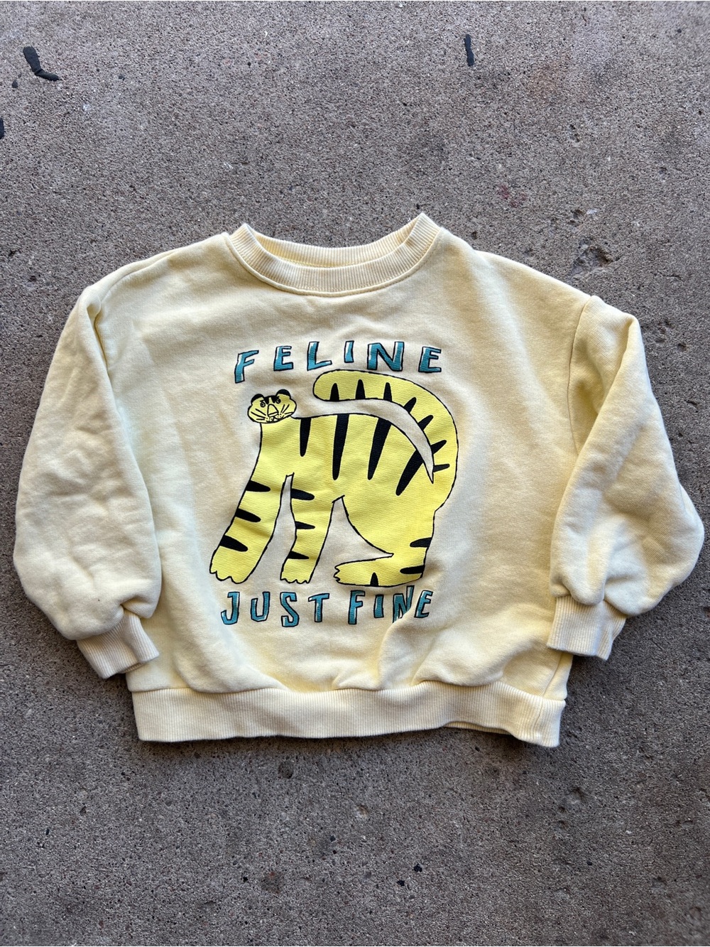 Zara Kids' Feline Just Fine Graphic Sweatshirt - Yellow size 6